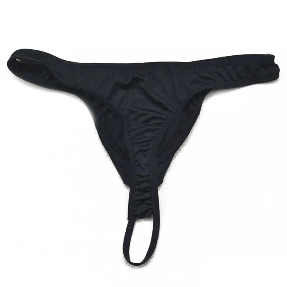 

Men Sexy Lingerie Bulge Pouch G-string T-back Hanging Ring String Underwear Male Briefs Comfortable Low-Waist Underpant Panties