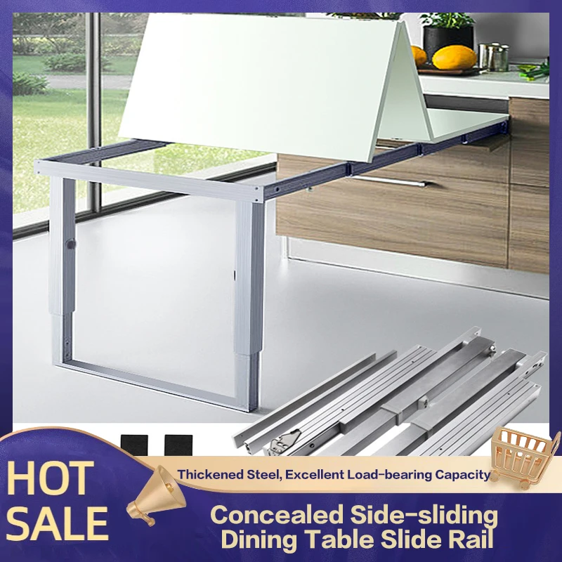 

Hidden Extension Folding Table Slide Rail Multi-Section Drawer Type With Legs Gun Gray For Kitchen Cabinet Aluminum Alloy
