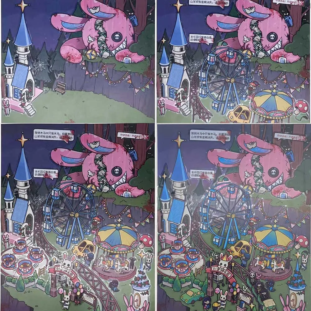 4 قطعة متنزه الكرتون مشهد مصغر ثلاثية الأبعاد ملصقات المناظر الطبيعية لتقوم بها بنفسك المشهد التراص وصق حساب اليد ملصقات الحيوانات الأليفة #2