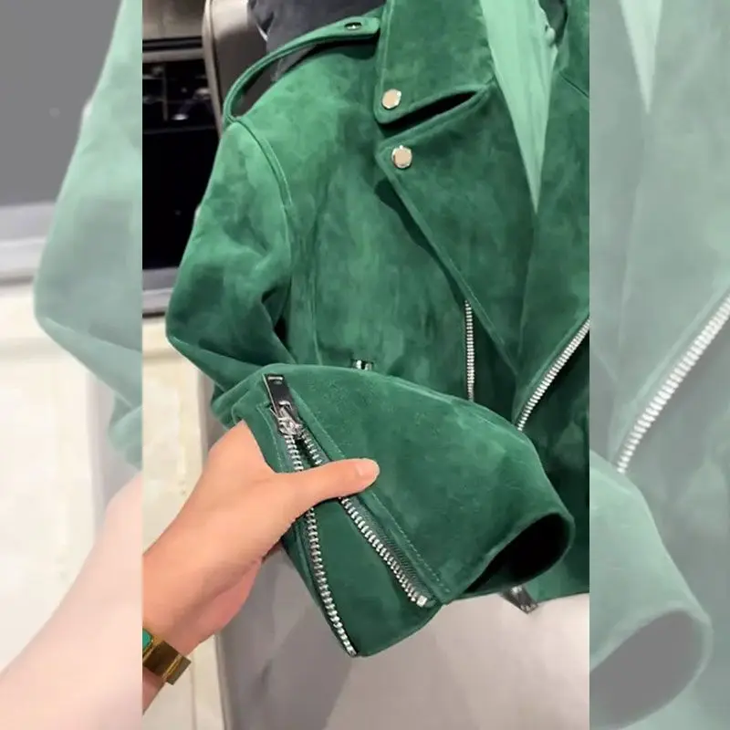 Women's Autumn Winter Jacket Top Zipper Button Leather Velvet Loose Fashion Premium Design Leisure Simple Brand New Soft Niche