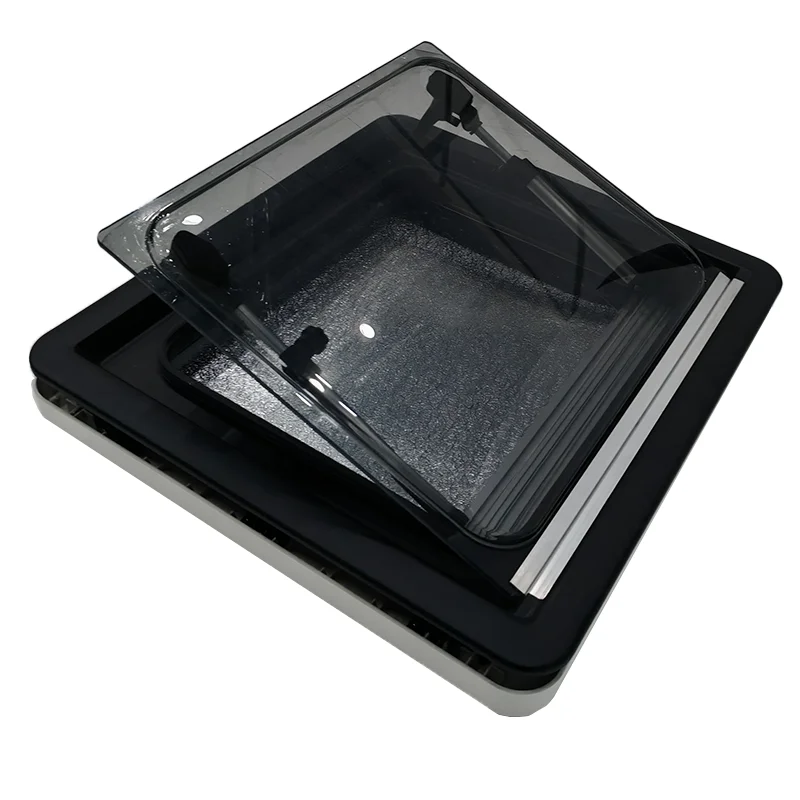 Fenêtre de caravane de haute qualité 500x500mm en ASA avec charnière en aluminium pour camping-car tout-terrain, caravane et pièces de carrosserie de camping-car.