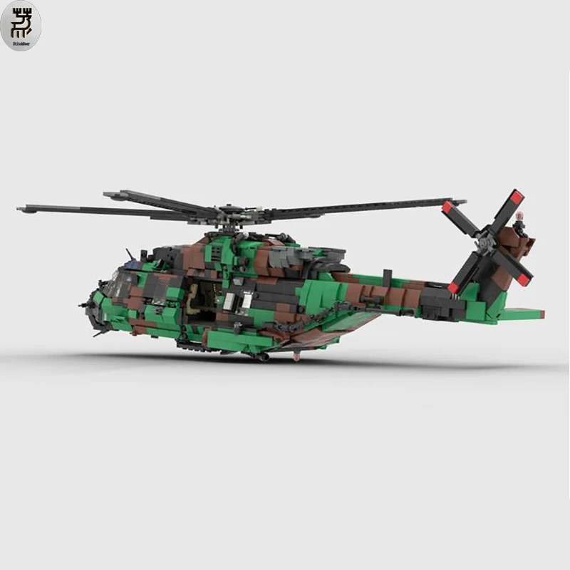 Military MOC 1:32 NH-90 Tactical Transport Helicopter French Army Building Blocks Fighter Toys Bricks Children\'s Birthday Gift