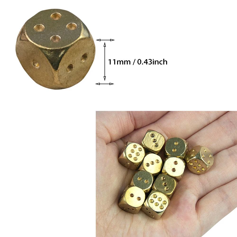 2/6Pcs Metal Dice Brass Gold Color High Quality 6 Sided Dice For Club/Party/Family Games 11mm