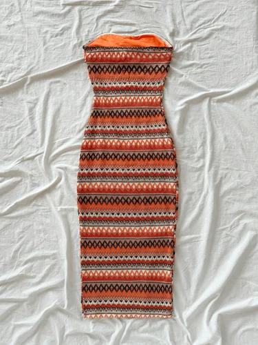 Imagen 2 del producto Vestido ajustado informal y sexy con lazo en el pecho para mujer, diseño con abertura a rayas para una comodidad elegante