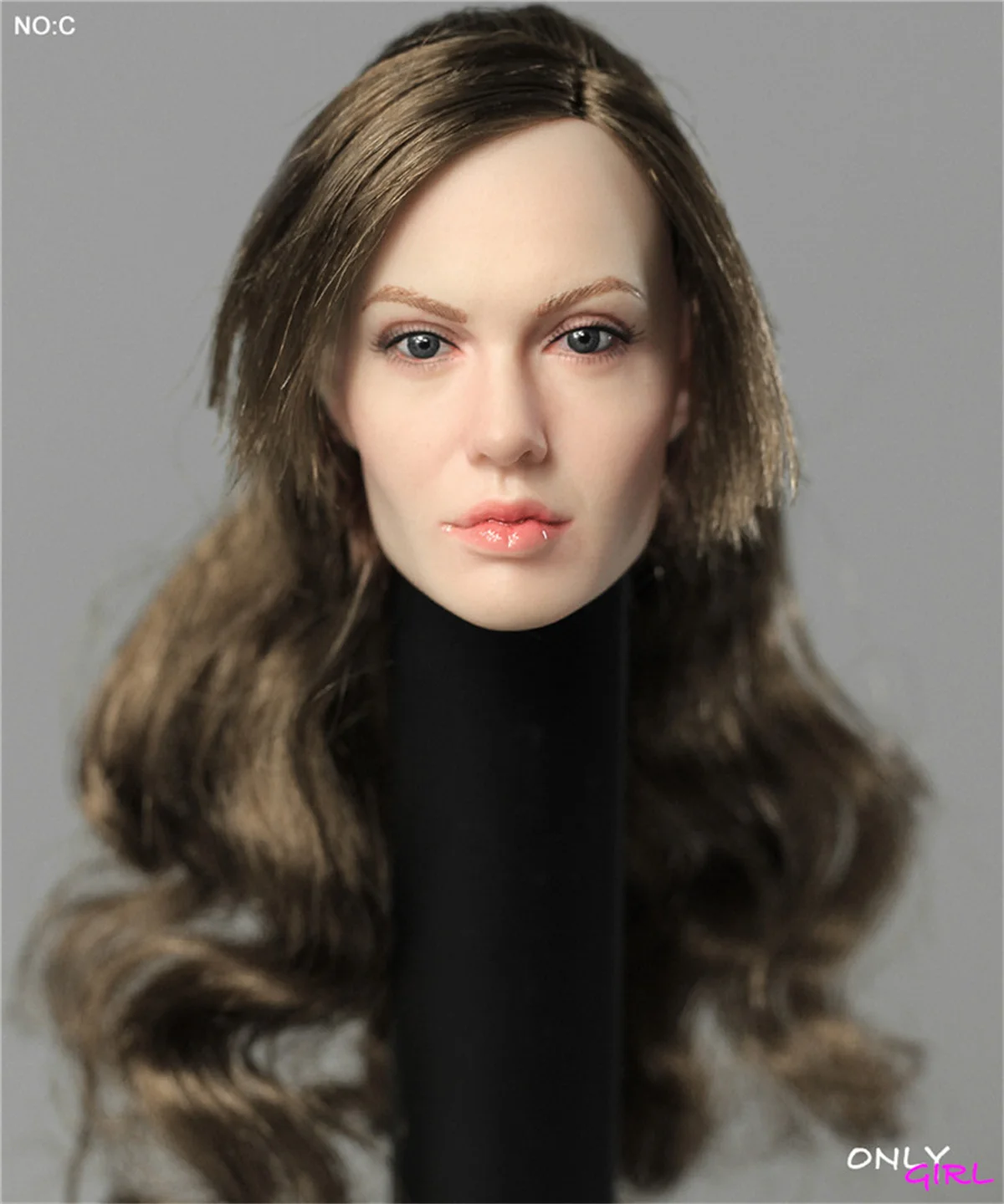 

1/6 Angelina Jolie Head Sculpt Curls Actor Star Planted Hair Girl Head Carving Model Fit 12" Female Action figure Body Toys