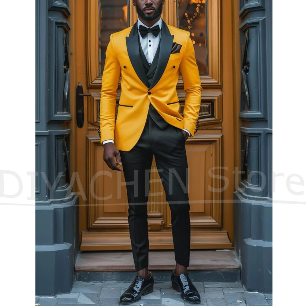 

Men's Suit Chic Peak Lapel Stylish Outfits for Formal Wedding Groom Party Prom High Quality Tailored Slim Male Suit 3 Piece