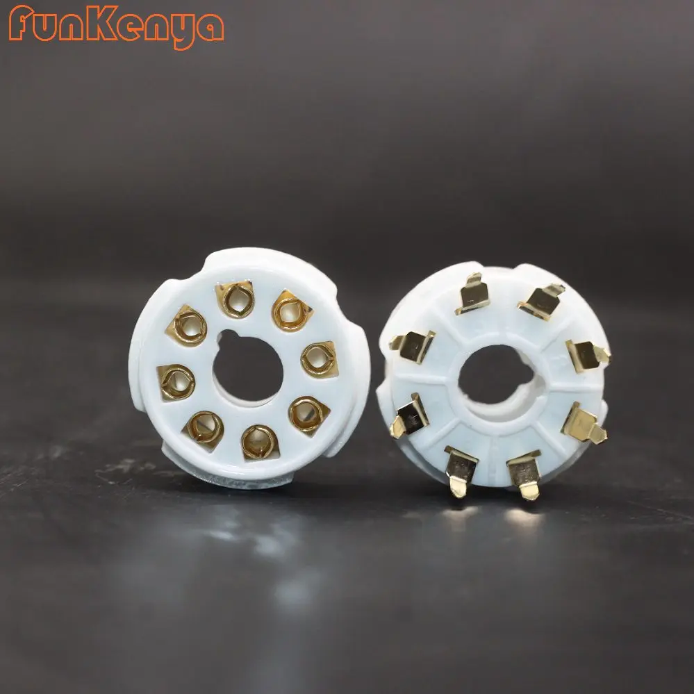 10 Pieces Gold Plated 8 Pins Tube Socket Ceramic Base For KT88 5AR4 EL34 6CA7 6SN7 5U4G GZC8-Y-2-G