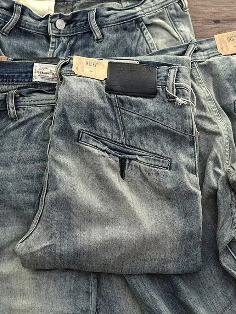 

Мужские прямые джинсы в стиле американского ретро, повседневные рабочие брюки для весны и осени, новинка, трендовый японский бренд, молодежный стиль