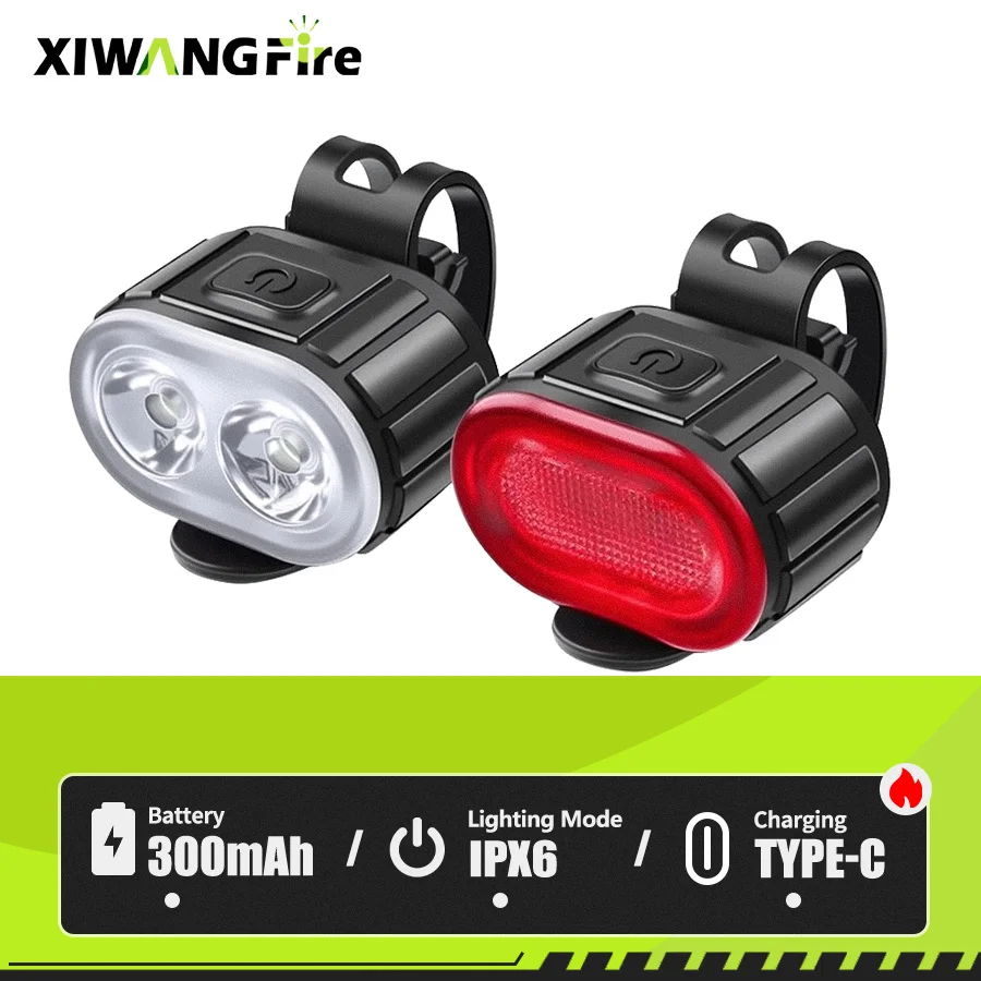 Cycling Bicycle Front Rear LED Light Set Bike USB Charge Hea