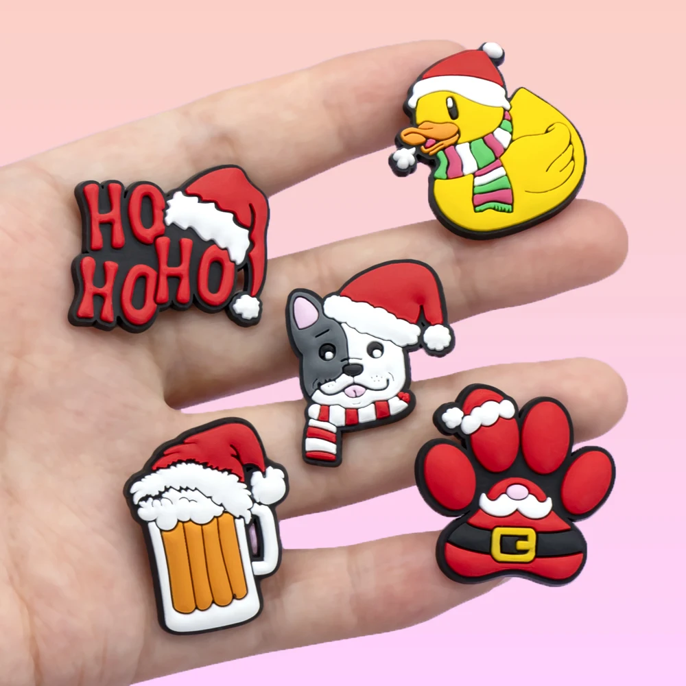 1/25/162 قطعة إكسسوارات أحذية عيد الميلاد السحر عيد الميلاد الحيوانات بطة الكلب البطريق الأحذية الديكور للنساء الفتيات يناسب جميع قباقيب هدية