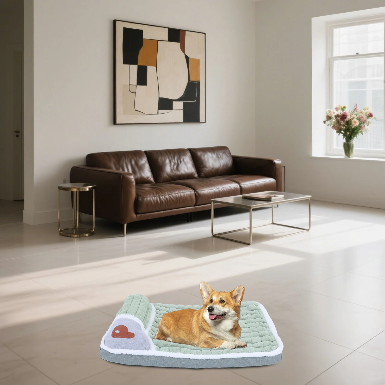 

Extra Thick Insulated Large Dog Bed Pet Cushion Mat Removable Cover Durable Warm Sleeping Pad For Puppies Senior Dogs Rectangle
