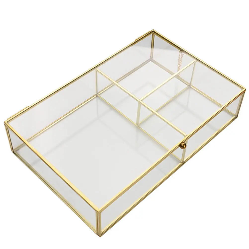 

Glass Jewelry Box Size Display Case Desktop Cosmetics Organizer Perfect for Rings Earrings Necklaces Storage Container