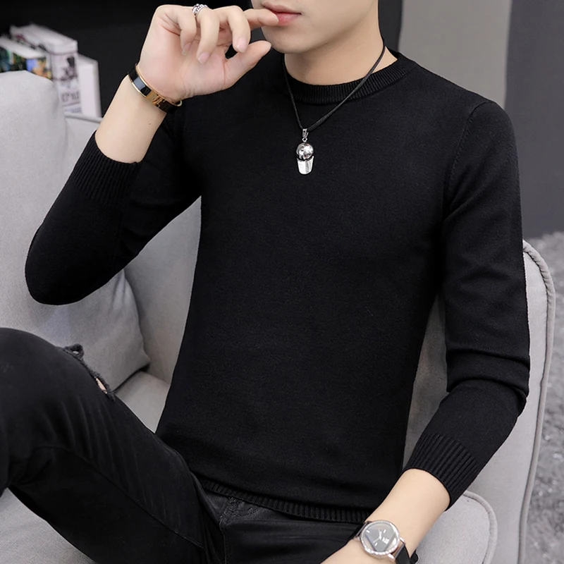 

Мужской вязаный свитер 2025: Новинка осенне-зимнего сезона, базовый слой, повседневная модная внутренняя одежда, трендовые цвета, мужская одежда