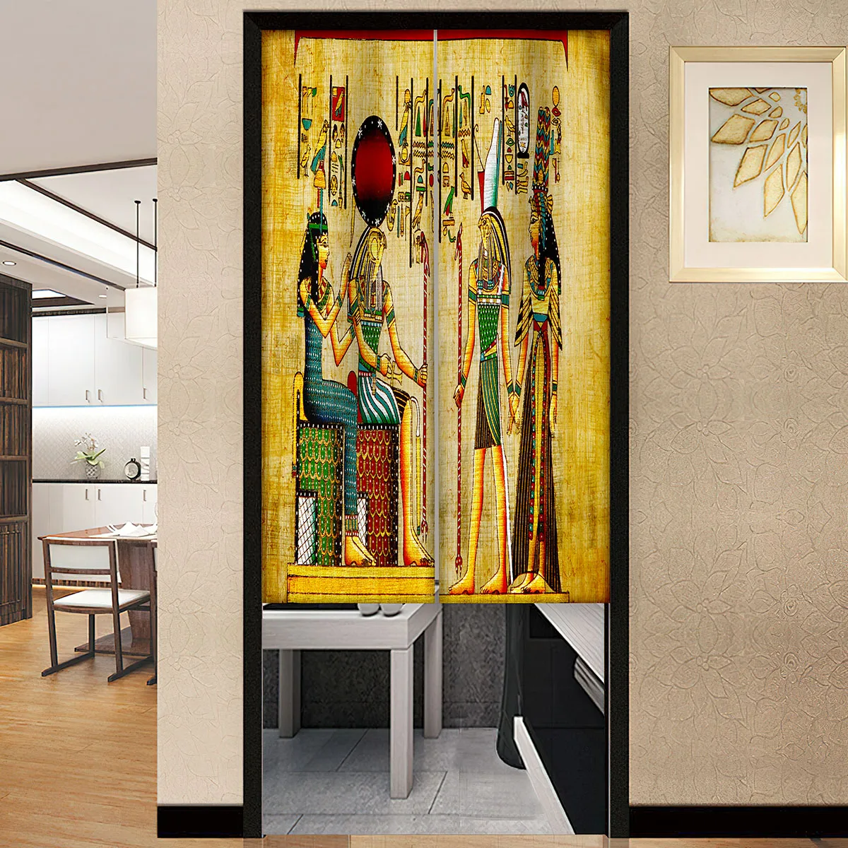 Ancient Egyptian Pharaohs Door Curtain Dust Proof Kitchen Partition Drapes Restaurant Hotel Room Entrance Hanging Half-Curtain