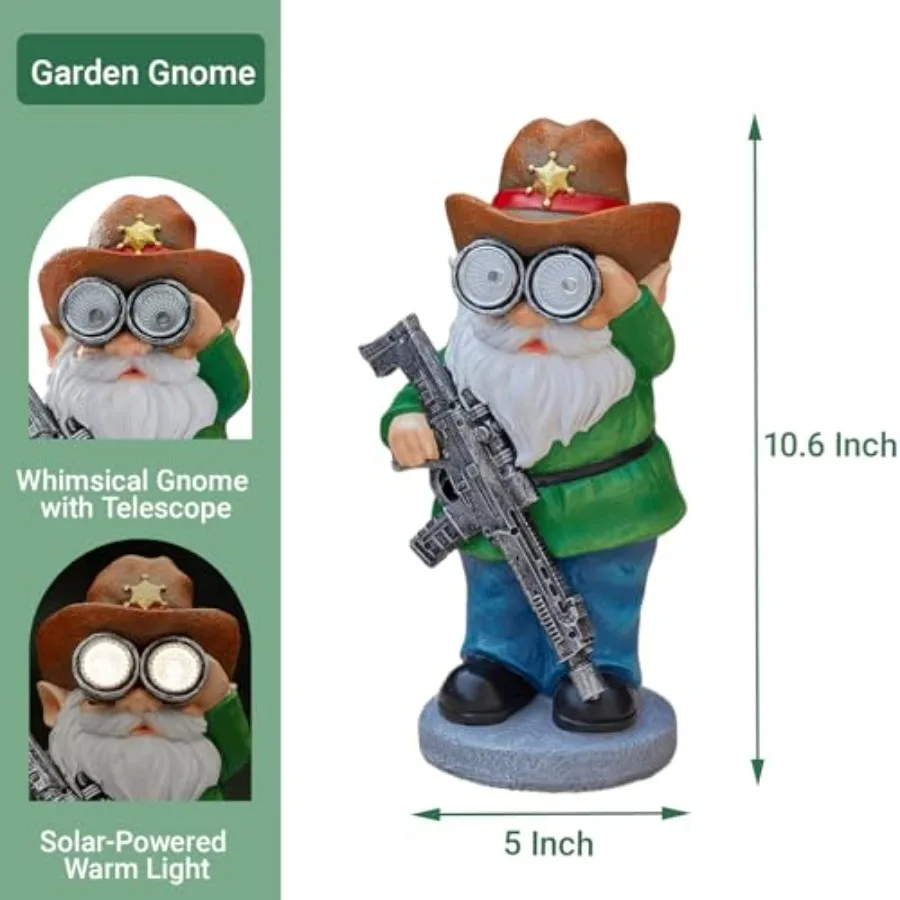 Funny Garden Gnomes Statue Outdoor Decor, Solar Telescope Gnome Decorations for Yard, Lawn, Patio, Porch, Christmas Birthday Ho