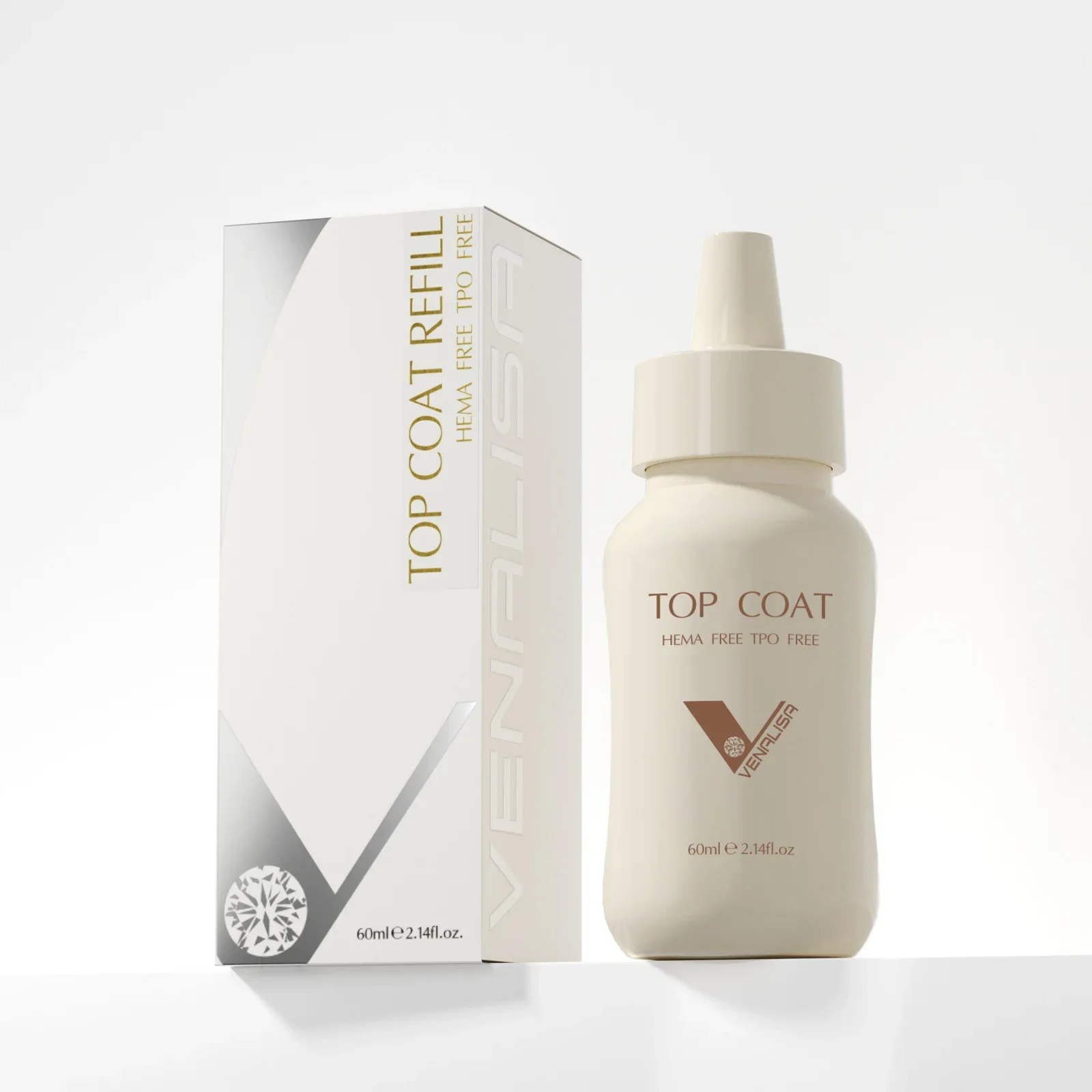 30/60ml Venalisa Ultra Glossy Diamond Long Wear Top Coat TPO Free Soak Off UV LED Gel Refillment  Anti-Yellow No-Sticky Top Coat