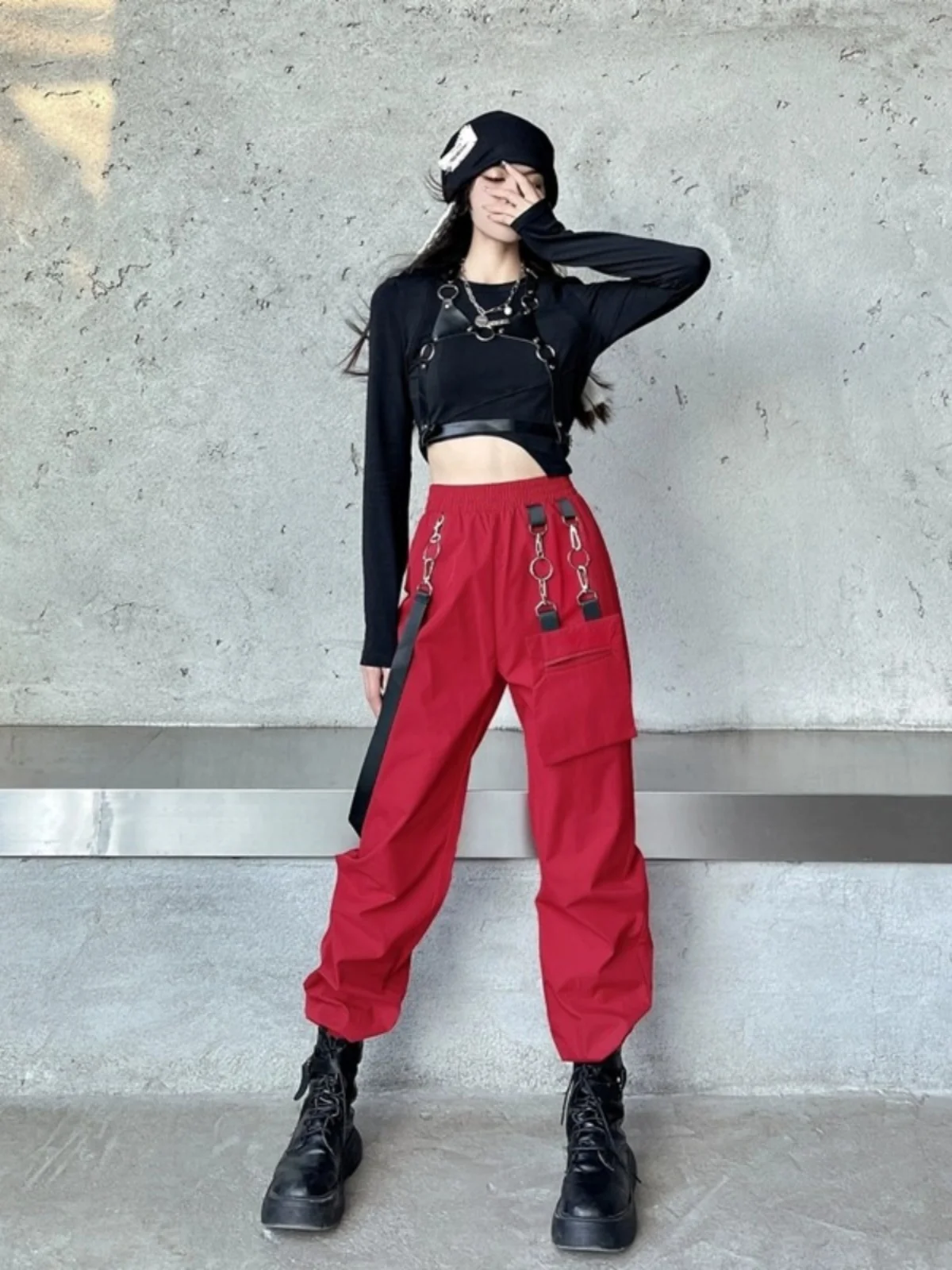 K Fem up Dance Performance Outfit Jazz Sle Bla Red Cisas Theme Cheerleader Ensemble Abiti per spettacoli teatrali