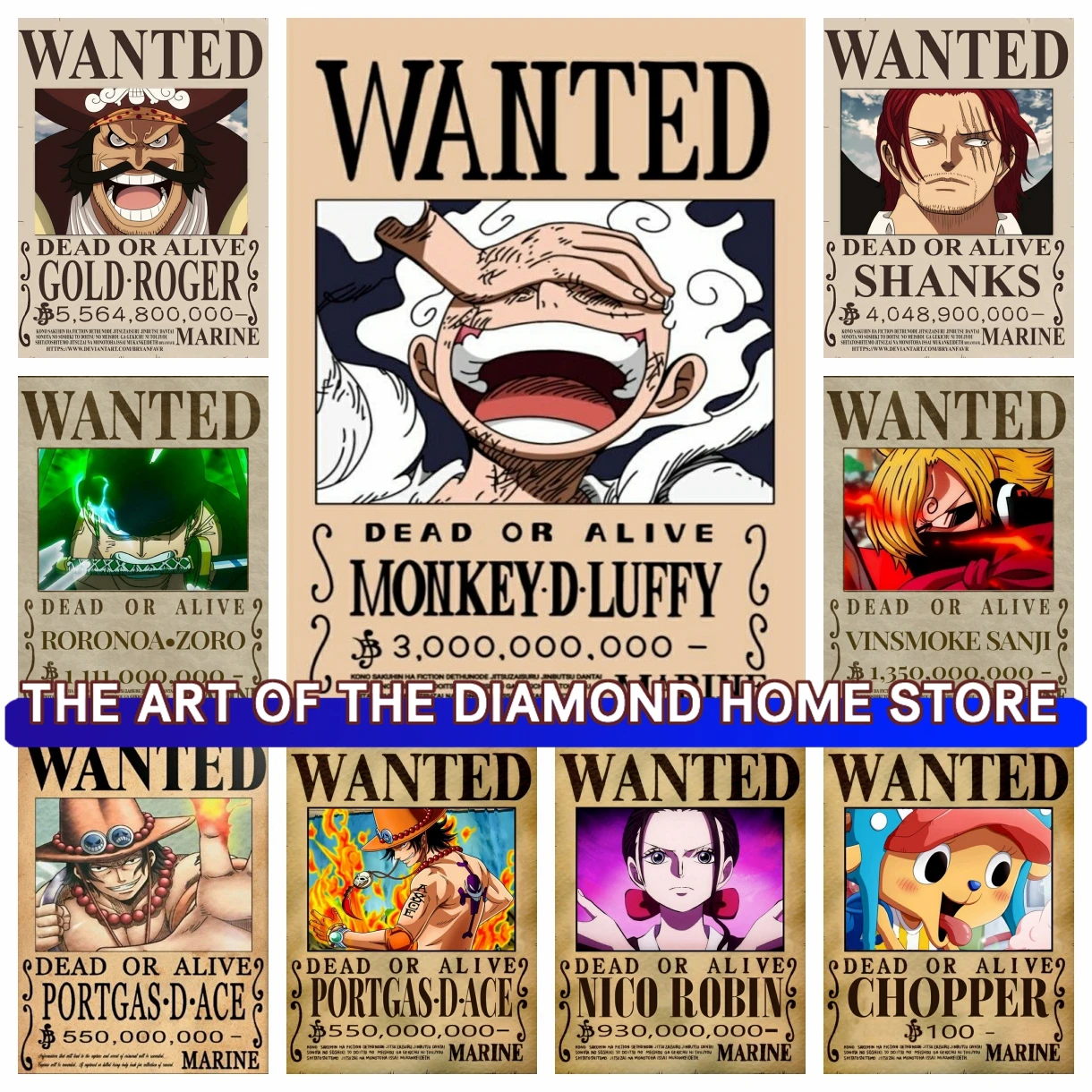 Jeden kawałek AB diament malarstwo małpa D. Haft diamentowy Luffy nagroda Roronoa Zoro ręcznie robiony DIY mozaika 5D prezenty artystyczne nowy