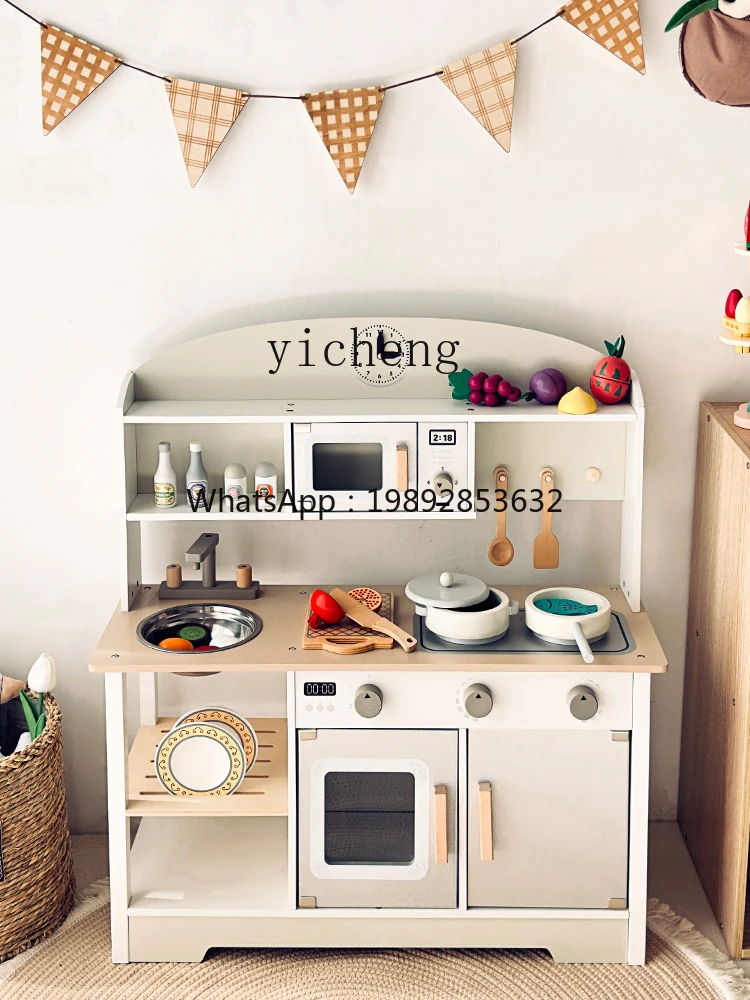Tqh 子供用プレイハウスキッチンおもちゃ木製シミュレーションツール調理木製キッチン用品3-6歳誕生日プレゼント