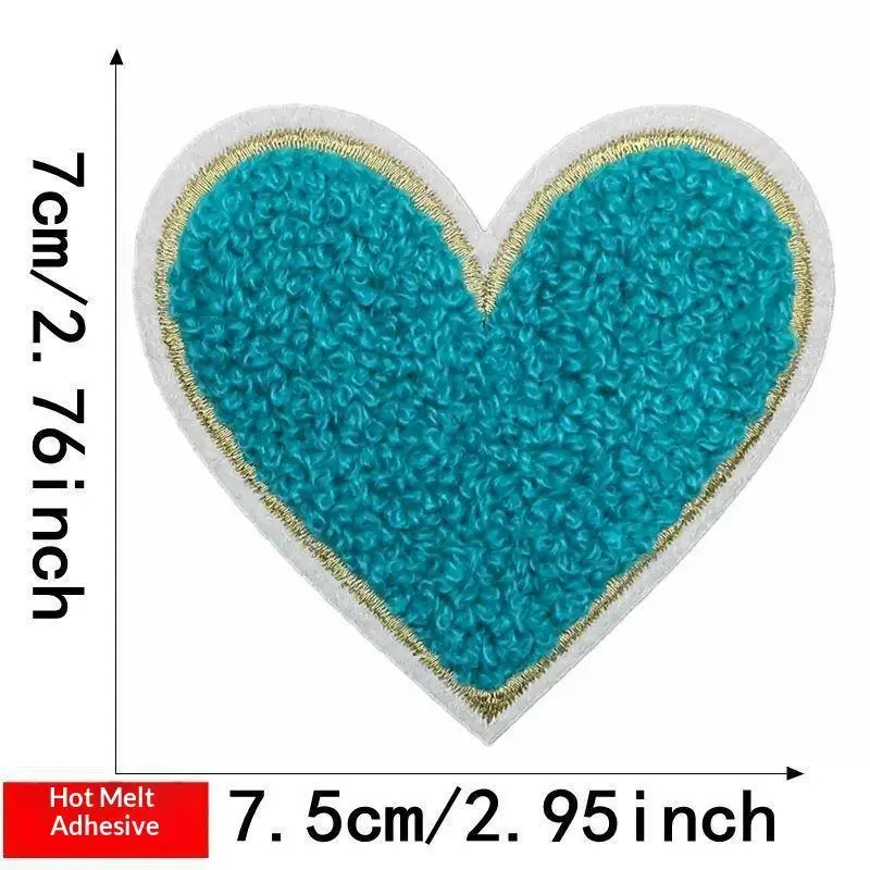 Mehrfarbige Handtuch-Stickerei-Herz-Aufnäher zum Aufbügeln, weich, flauschig, einfach anzubringen, perfekt für DIY-Jacken, Taschen, Bastelarbeiten, Dekorationen. – Detail 24