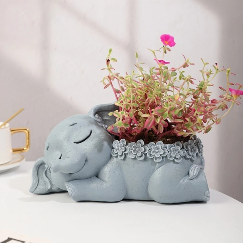 Flower Pots Silicone Mold Elephant Vase Concrete Candlestick Resin Mould DIY