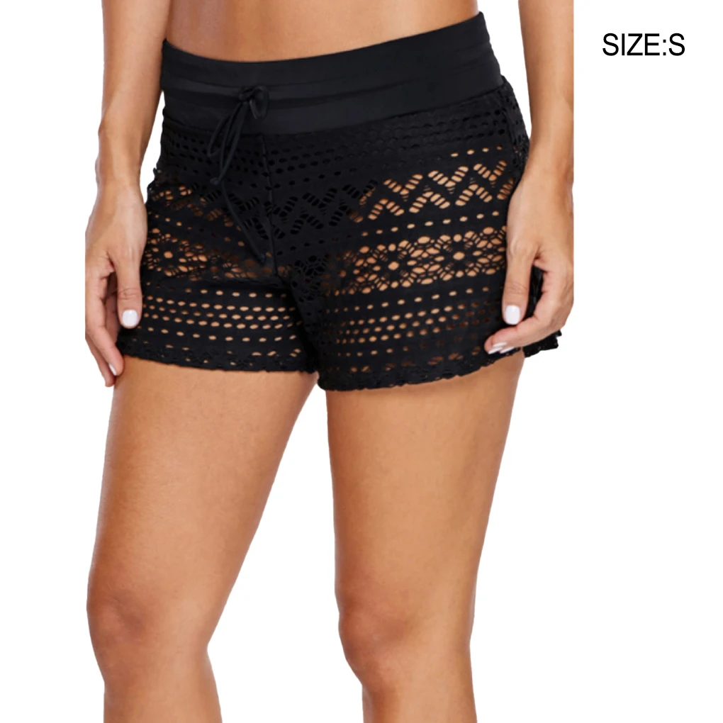 Ladies Lace Shorts Matching Swim Trunks Outdoor Beach Hollow Briefs Swimwear Sexy Comfy Bikini Beachwear Swimsuit