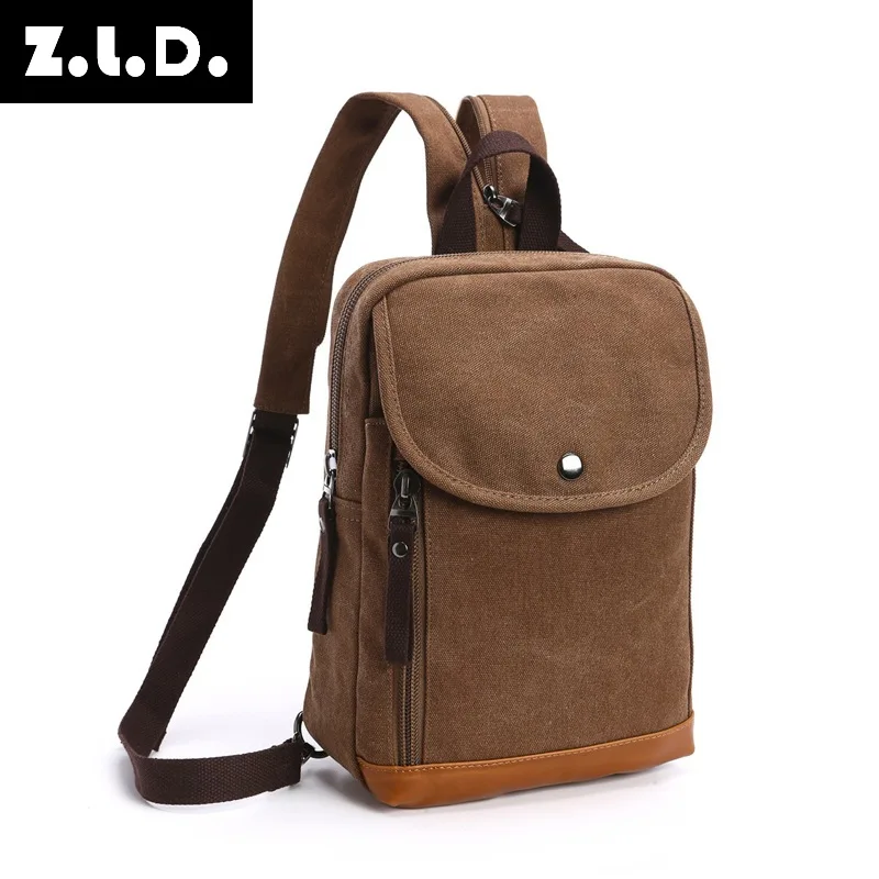 Durable canvas flip-top single-shoulder backpack, dual-purpose mini crossbody chest bag, multi-functional