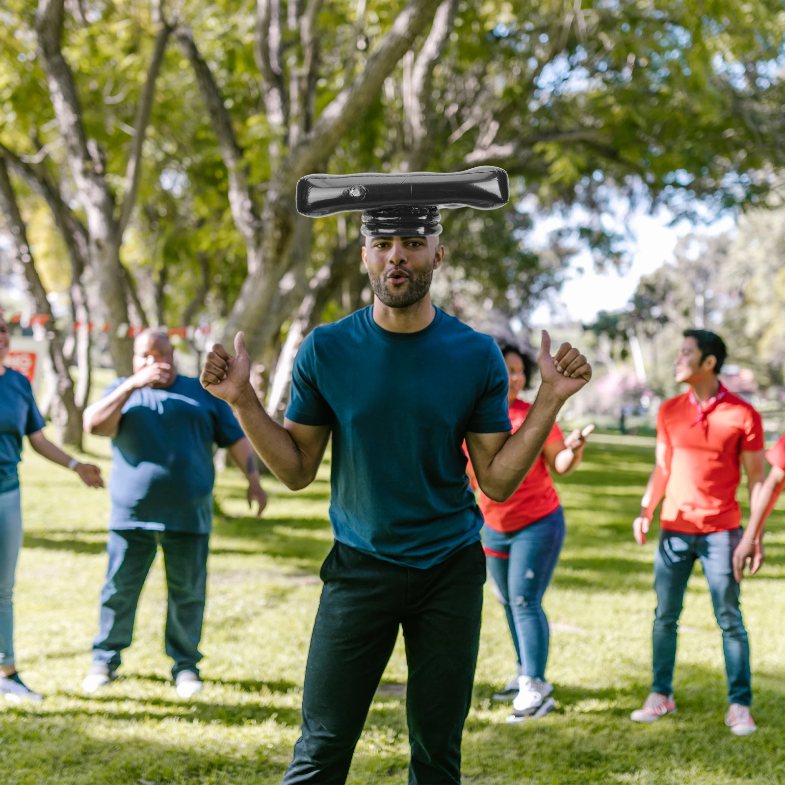 

Creative Triangle Hat Designed Inflatable Drink Holder Black Toss Game Pool Party Beverage Support Inflatable Drink Holder