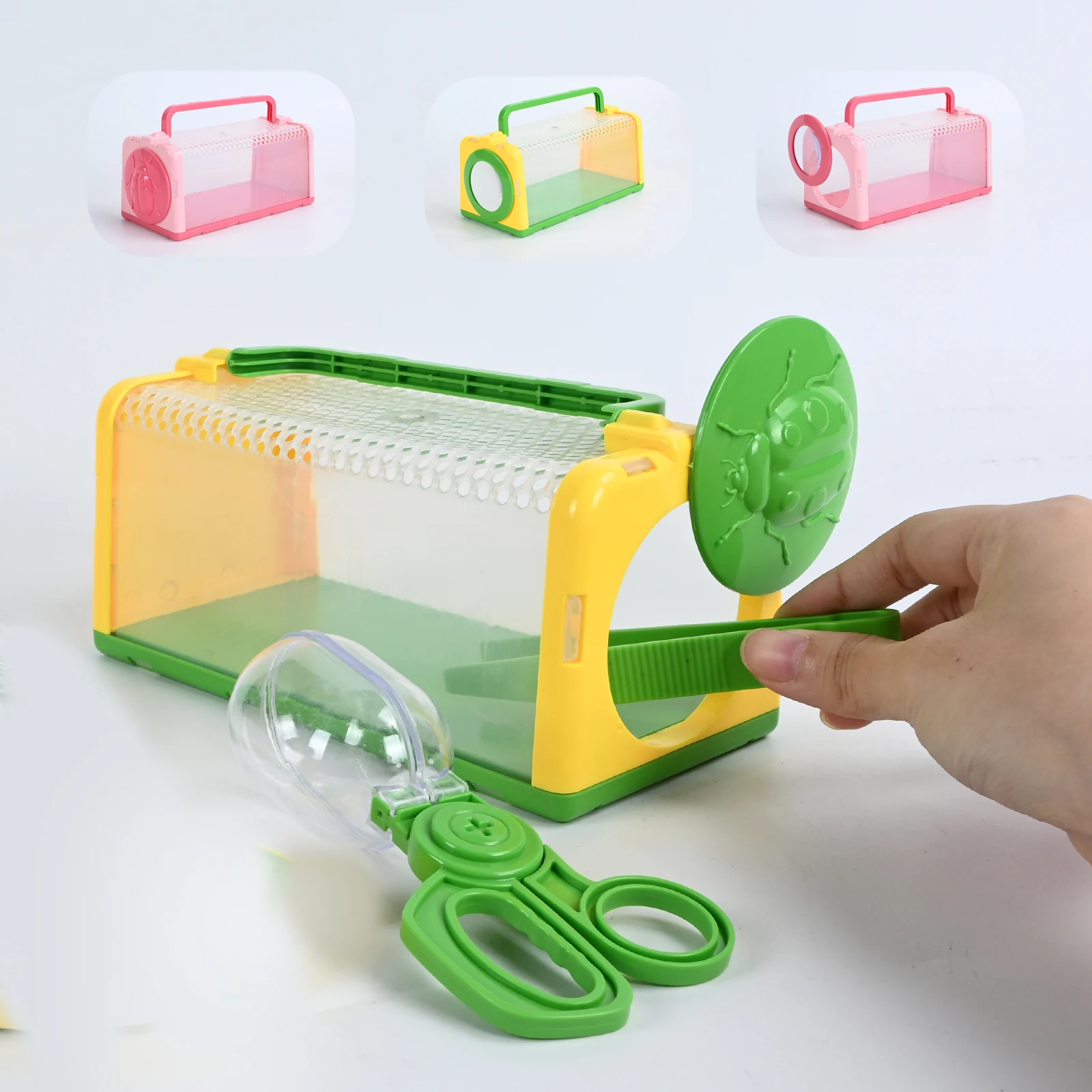 

Children'S Insect Cage Outdoor Adventure Insect Clip Capture Observation Box Toy Magnifying Glass Clip Boy Exploration Set