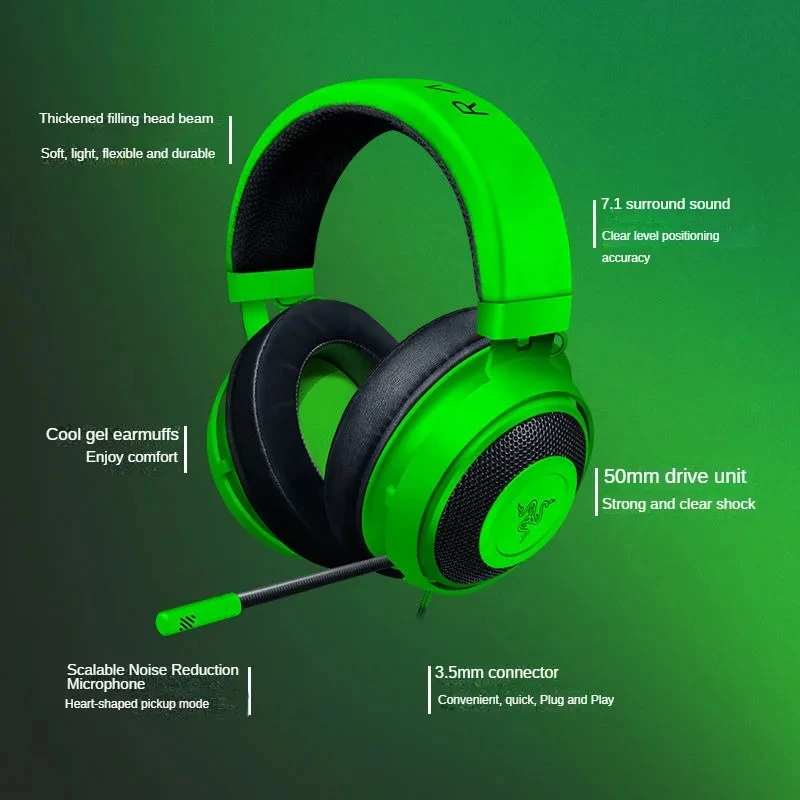 Razer KRAKEN PRO V2 Headset Computer Game Music Wired Headphones with Microphone for PC MAC PS4 Switch E-sports Earphones