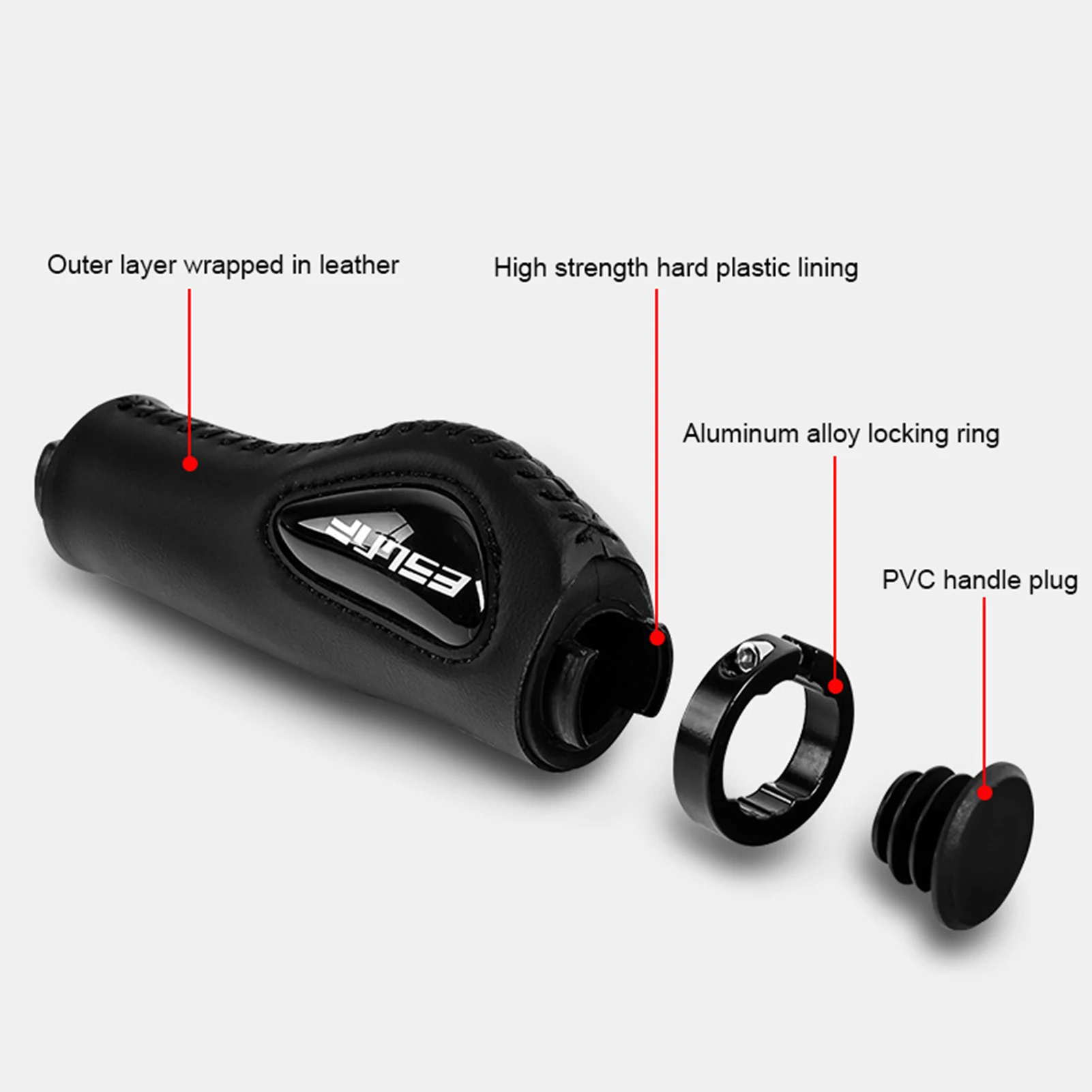 PE Rubber MTB Grips Alloy Cuffs Bilateral Lock Bicycle Handle Grip Anti-skid Cycling Handlebar Sleeve BMX Bike Accessories