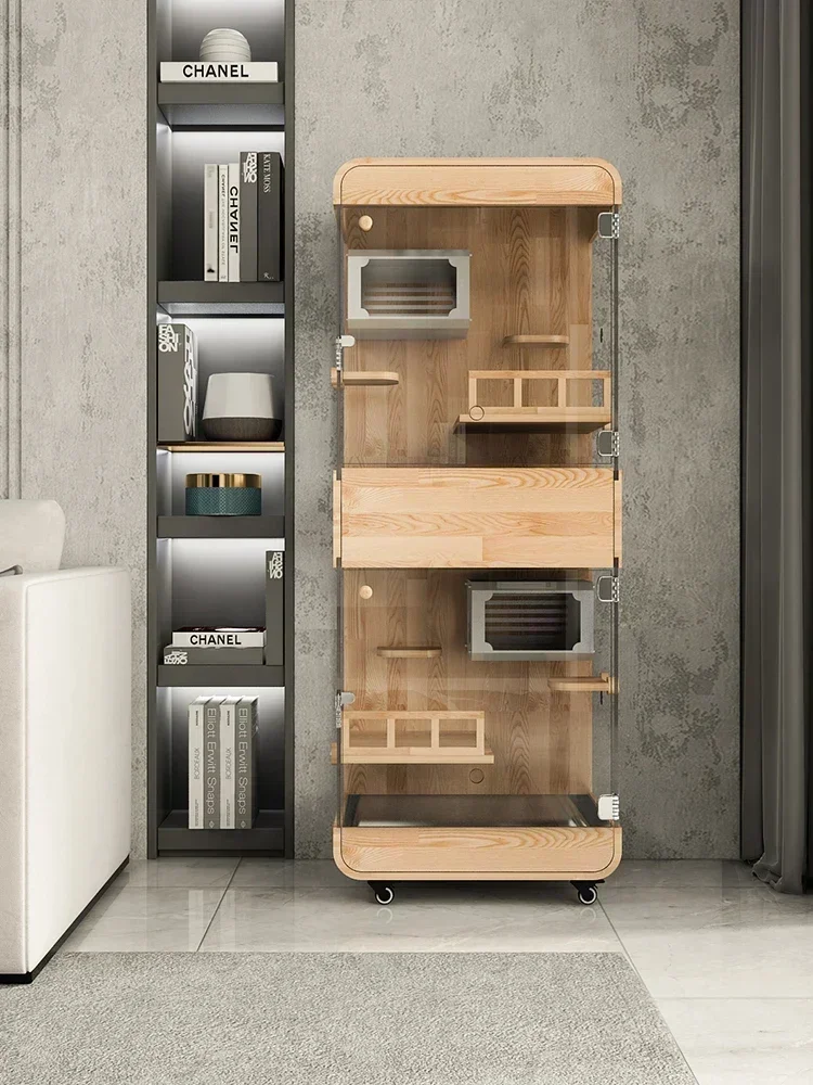 HOT SALE Villa Glass Transparent Luxury High-end Solid Wood Cage TV Cabinet Cage Gold Bearcheap And Fine