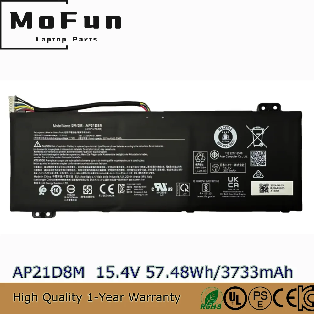 

AP21D8M Аккумулятор 54,48 Втч для Acer N22C1 AN515-58-56CL AN515-58-766R KT.0040G.015