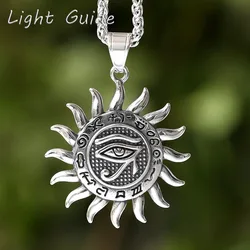 2024 Vintage New Trendy Egyptian Eye of Horus Pendant Sun Pattern Men's Cool Ethnic Style Jewelry For Men