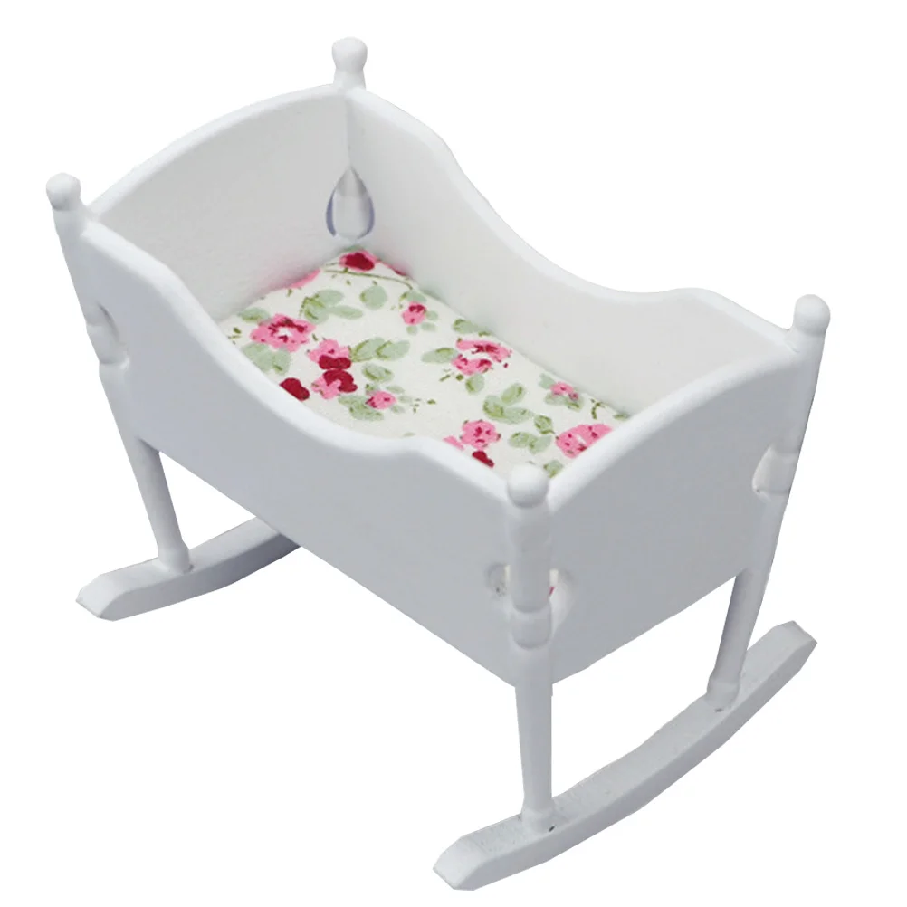 Bassinet Mini Cradle House Furniture Adorable Dolly Tiny White Small Model