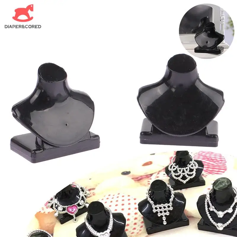 New 5Pcs Dollhouse Miniature Black Necklace Bracket Jewelry Display Holder Support Model Stand DIY Dolls House Decor