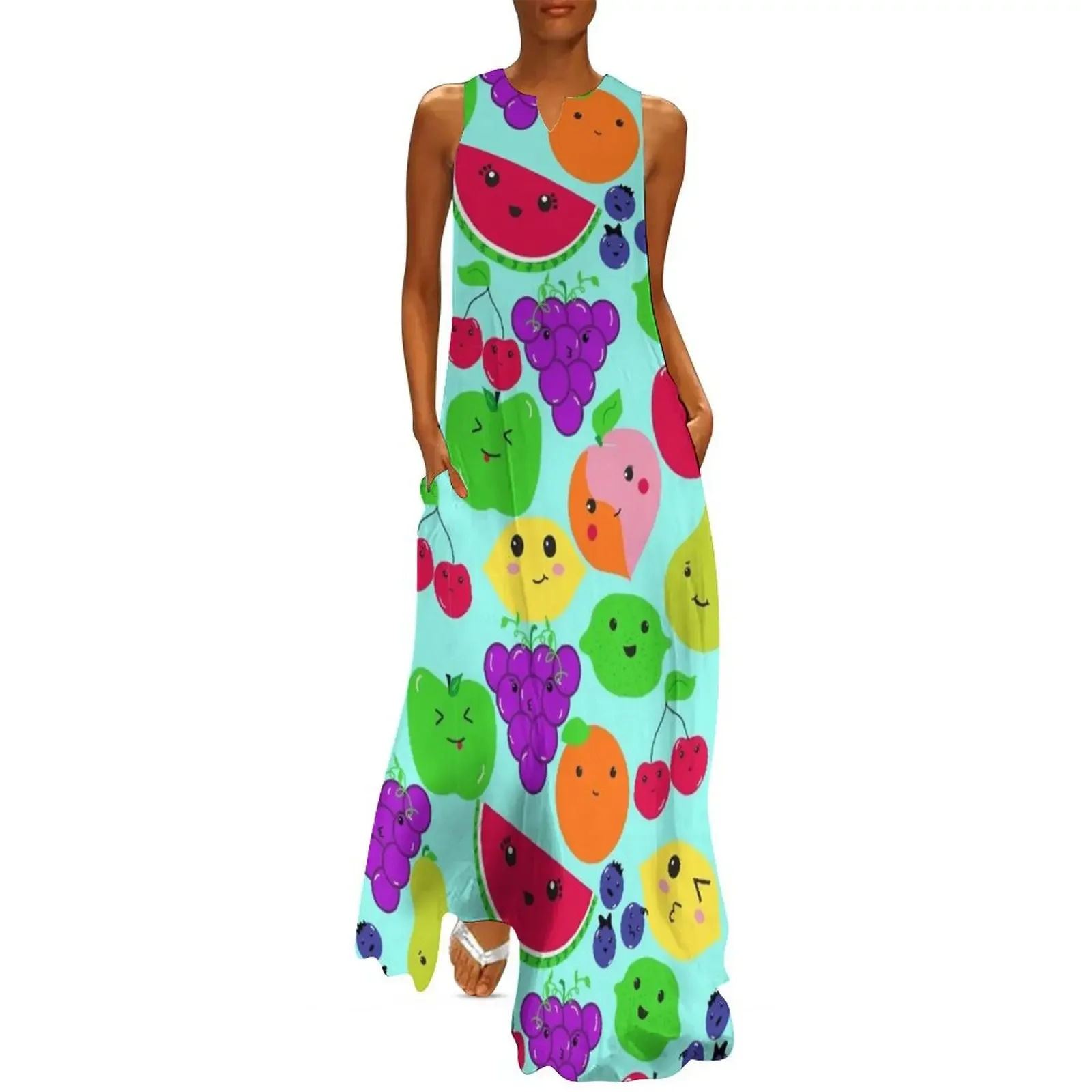 

KAWAII Fruit Cartoons Long Dress woman dress luxury dress party night