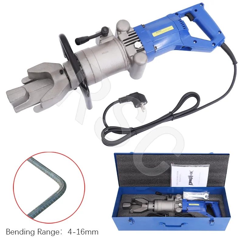 

RB-16 Electric Hydraulic Rebar Bending Machine 1200W Bending Angle 0-130° Portable Steel Bar Bending Tool Range 4-16mm