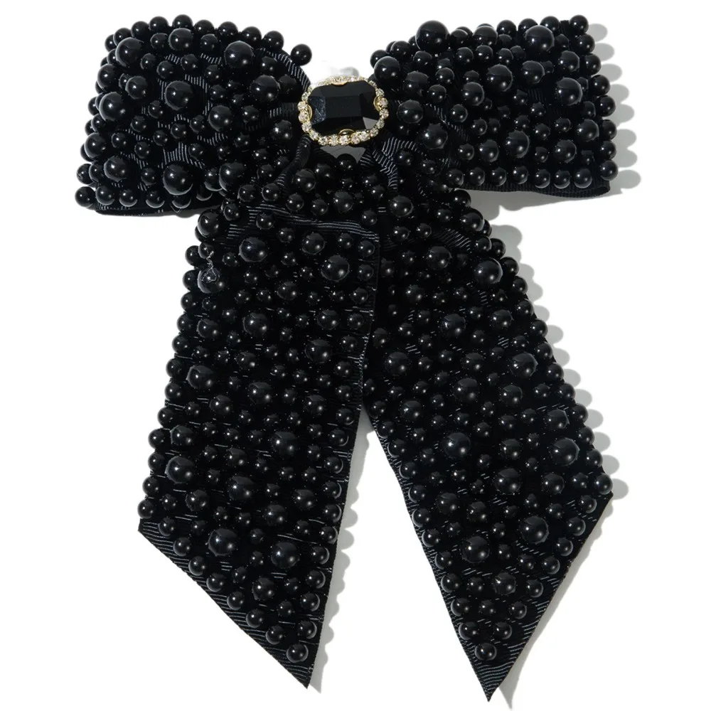 

Luxury Sweet Pearl Bow Hair Clips Fashion Beading Beads Bowknot Hairpin Hair Jewelry Heavy-duty Bow Spring Clip Party
