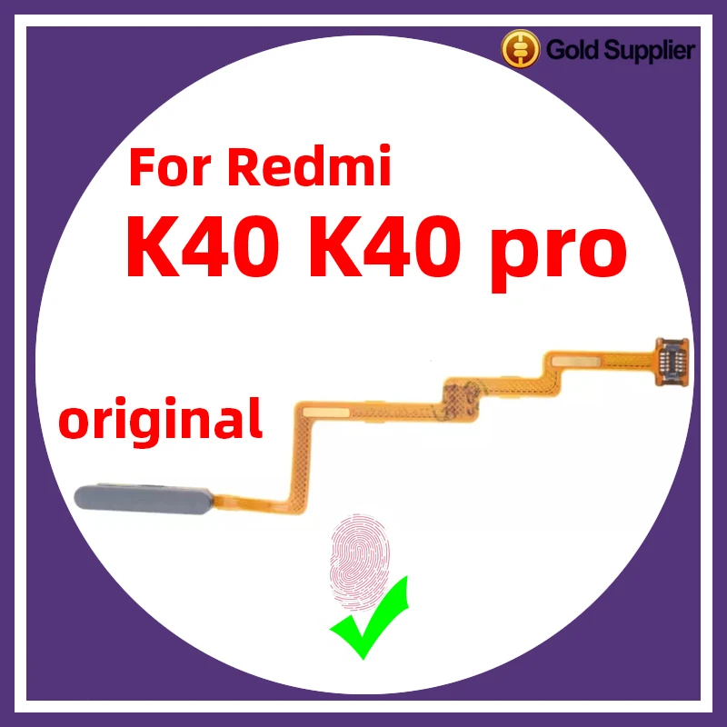 

Original For Xiaomi redmi K40 Fingerprint Sensor Home Return Key Menu Power Button Flex Ribbon Cable