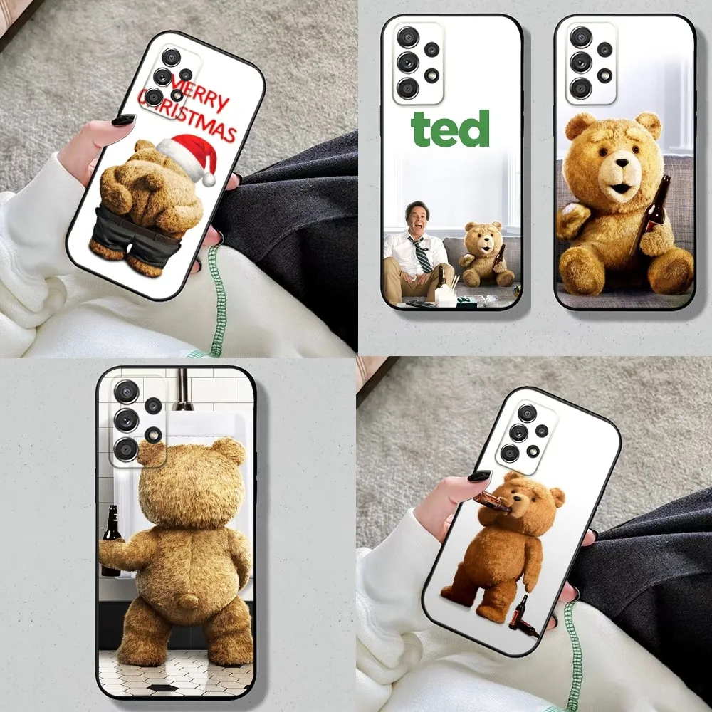 Film T-Ted Bear Phone Case For Samsung S24,S23,S22,S21,S20,S10,S10E,S9 Plus FE Note 20 Plus Soft Black Cover Shell