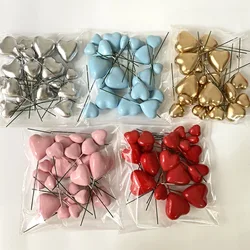 20pcs 3D Heart Shape Cake Topper Mix Size Gold Silver Pink Love Cake Ball Valentine's Day Cupcake Flag Wedding Engagement Decor