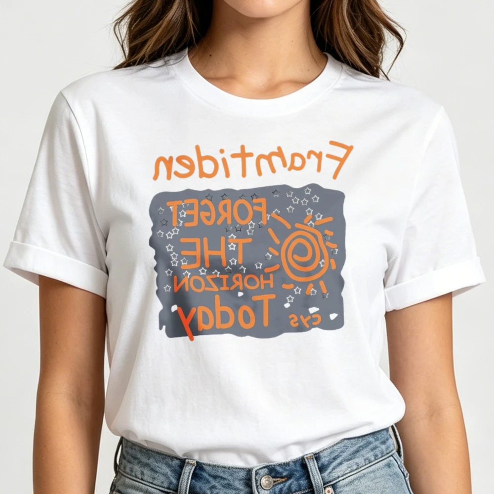Hand Drawn Sun Star Text Graphic Tshirt Unisex Doodle Typography Print Cotton Tees Aesthetic Crew Neck Casual Streetwear Tops