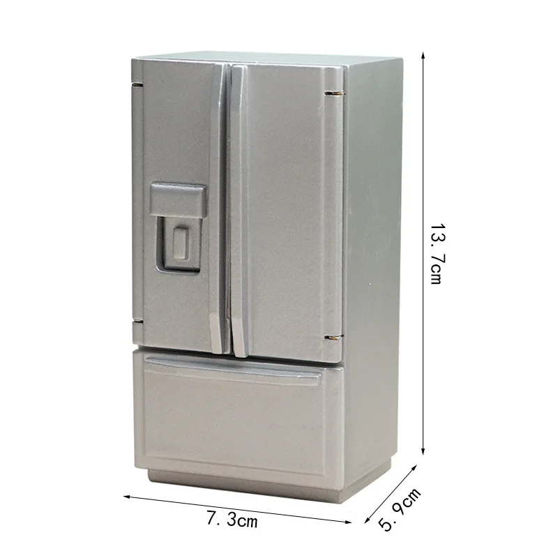 Miniaturowa lodówka do domku dla lalek, akcesoria dekoracyjne, mini lodówka, model sceny kuchennej i salonu, ozdoby, 1 sztuka
