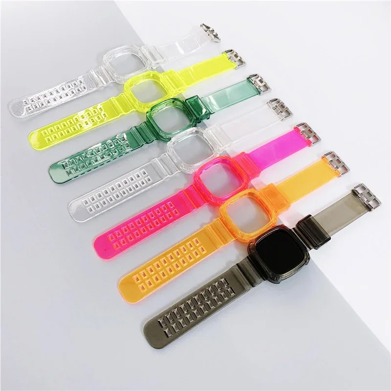 Capa transparente e pulseira para fitbit versa 3, pulseira inteligente para fit bit versa sense versa lite sense 2