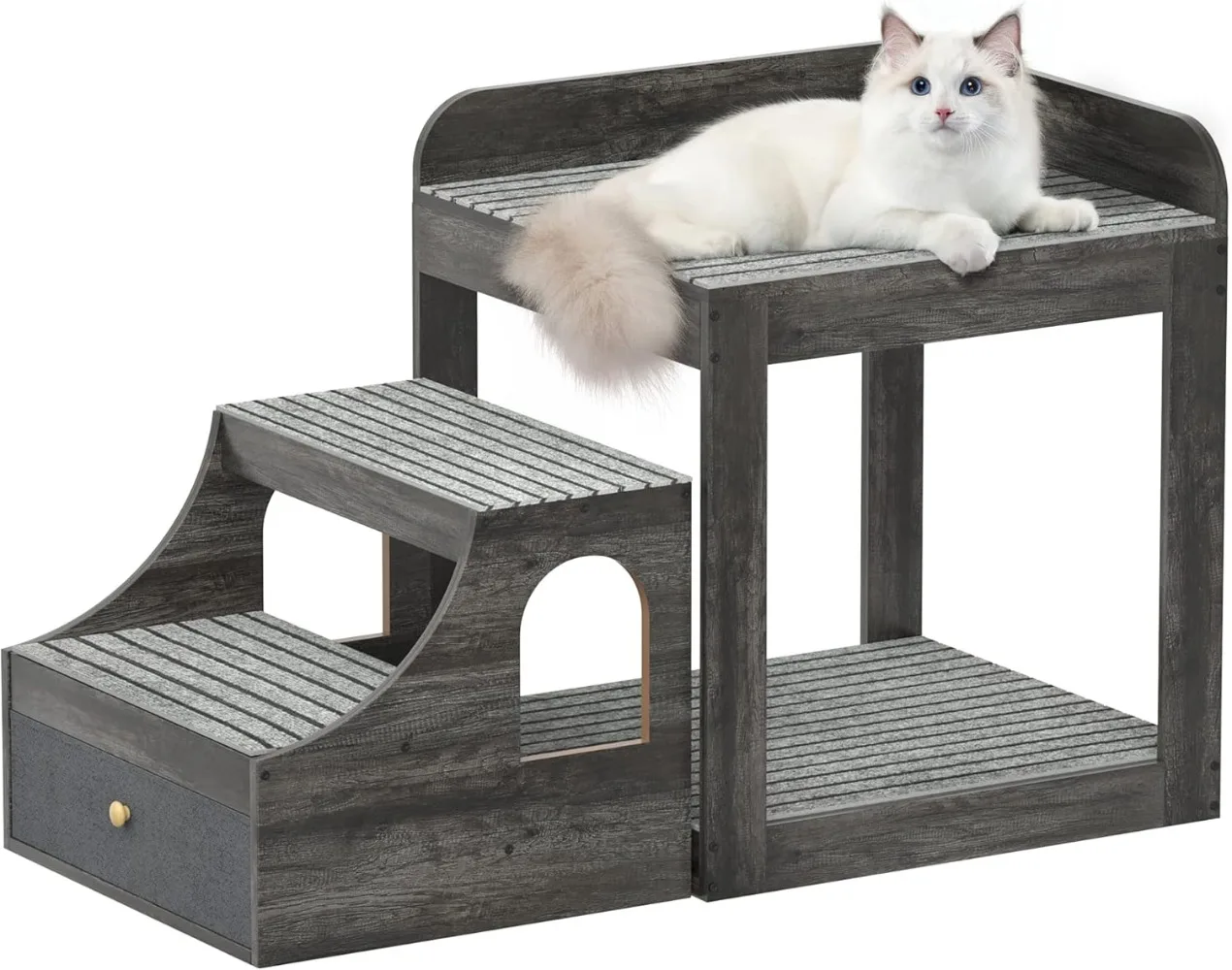 

Cyclysio Pet Window Perch with Stairs, Large Pet Bunk Bed for Dogs and Cats, Multi-Level Pet Seat Platform with Mats