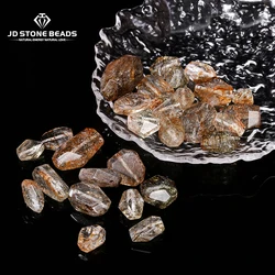 1 Pc Natural Stone Black Super Seven Quartz Irregular Shape Faceted Beads With Hole For Jewelry Making Diy Necklace Earrrings