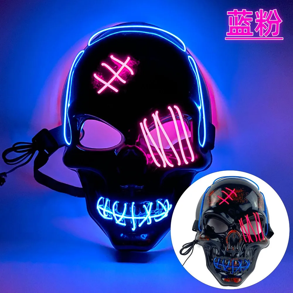أقنعة الهالوين LED إضاءة النيون قناع الجمجمة تأثيري متوهجة حفلة ندبة عين واحدة القراصنة مخيف تأثيري حلي كرنفال هدية 2013 #5