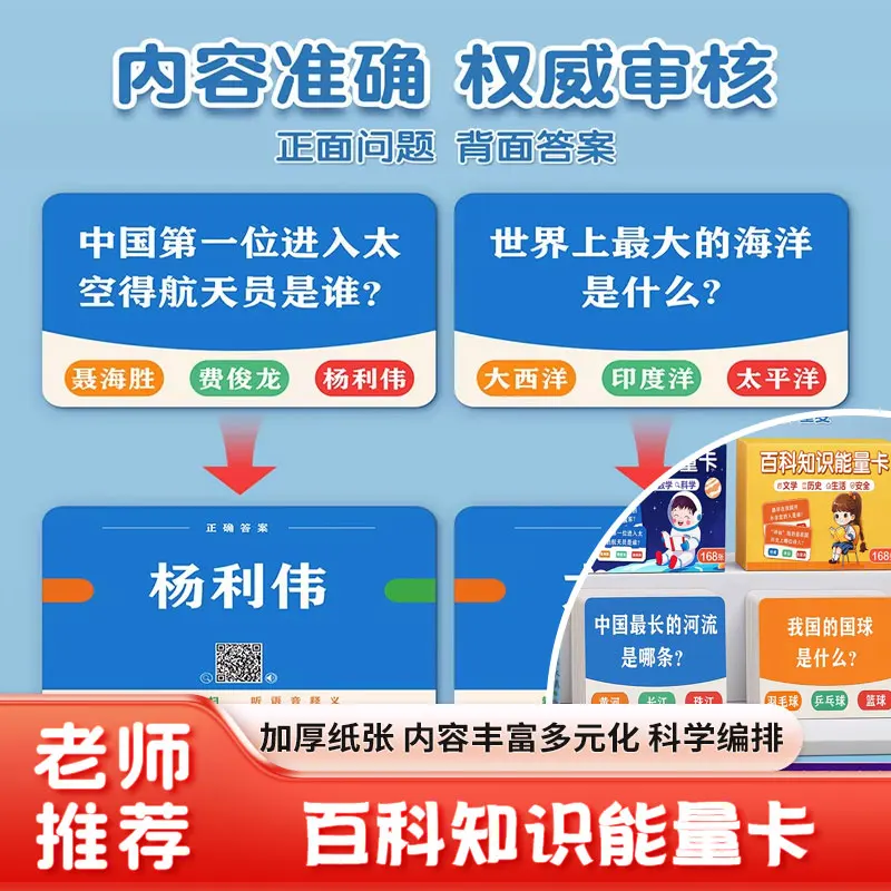 Kids General Knowledge Trivia Quiz Flash Cards Encyclopedia Educational STEM Toys Fun Brain Teaser Learning Game