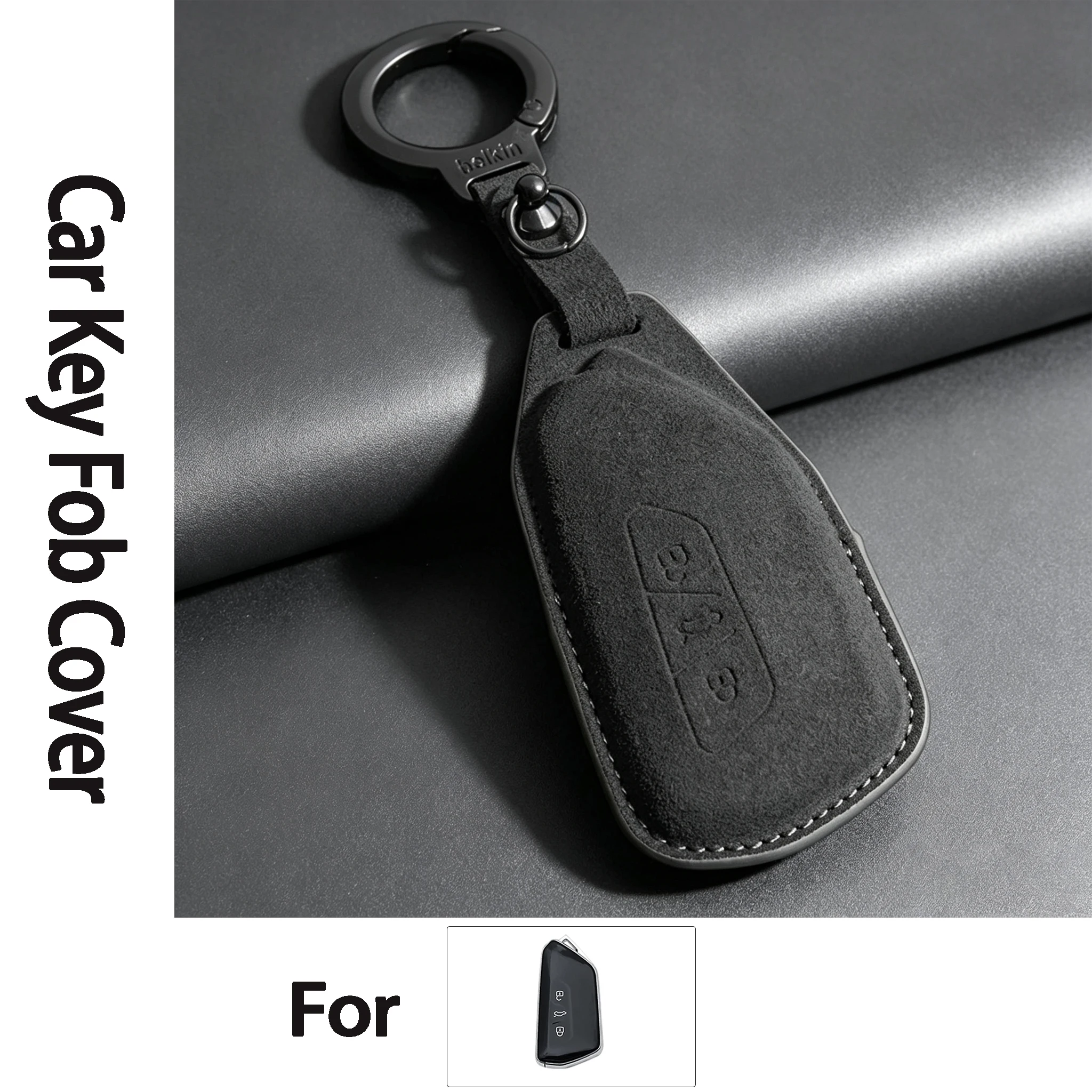 Suede Car Key Fob Protector Shell Non-OEM Compatible For VW ID.7 Tiguan T-Roc Tayron Arteon Tharu